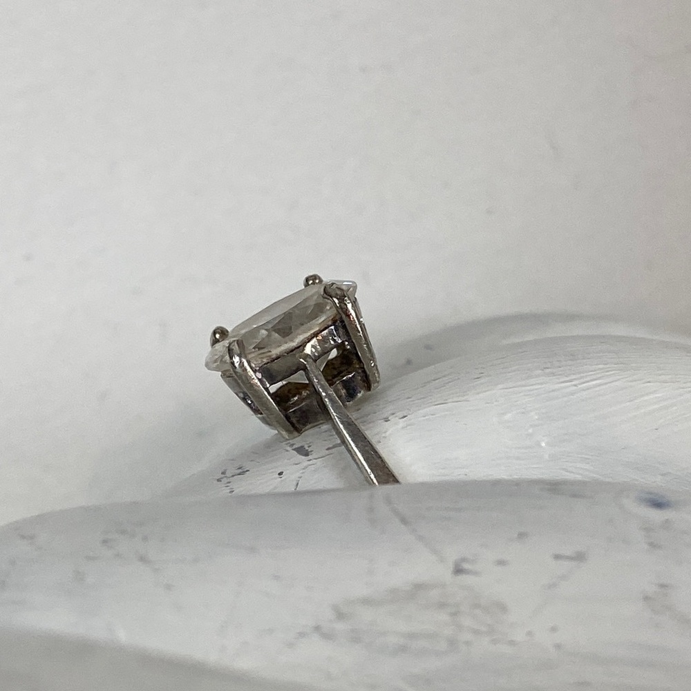 Cubic zirconia faceted solitaire 925 sterling silver ring artist initials SU - Picture 6 of 8